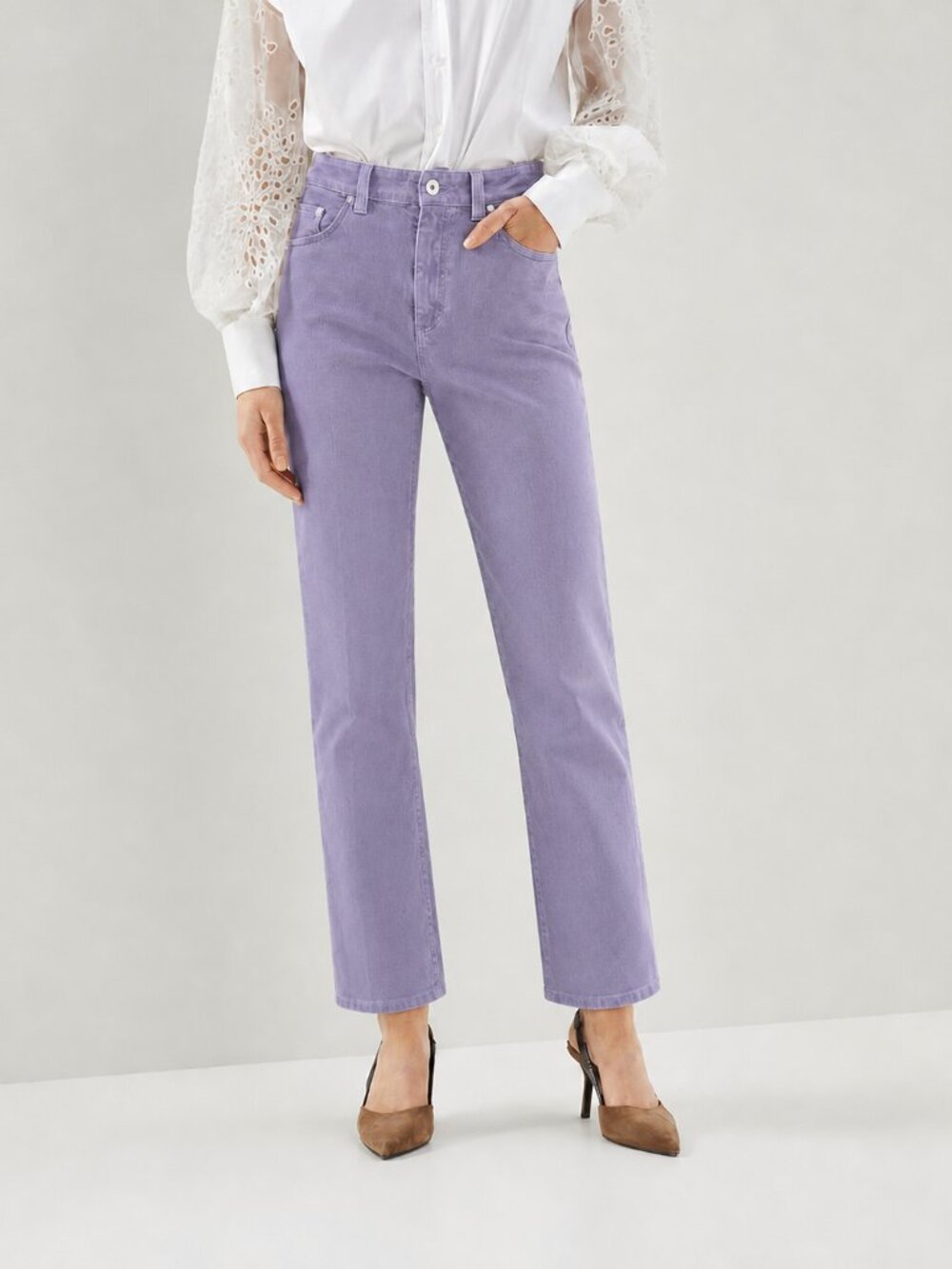 Brunello Cucinelli Monili Jeans Purple Denim Retro High Waist 29x29" Size 4